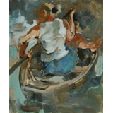 Up the Creek, 13&quot x 11&quot, oil on board
